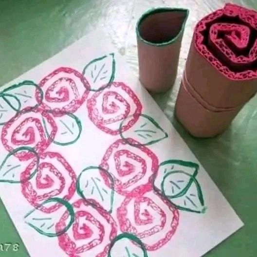 نقاشی گل به کمک دستمال توالت — نقاشی و رنگ آمیزی باهوشک